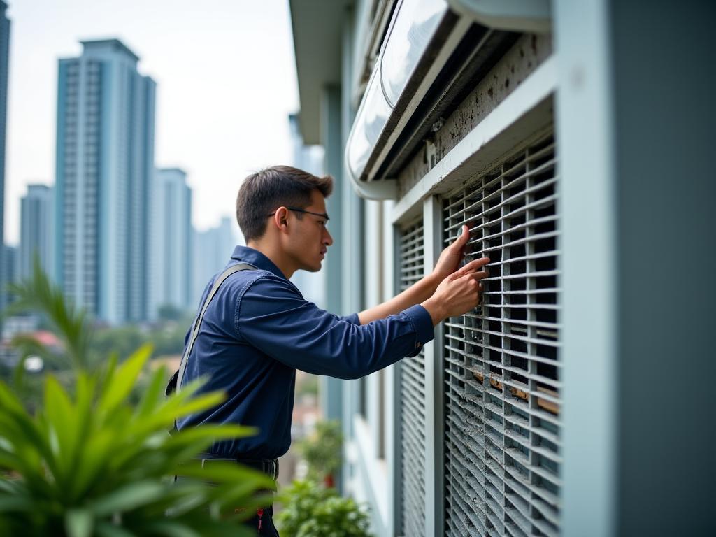 Teknisyen membaiki penghawa dingin di Kuala Lumpur
